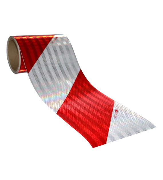 Taśma odblaskowa serii 823i do konturowego oznakowania pojazdów 141mm x 45,7mm pasy ukośne biało-czerwone lewe - 3M