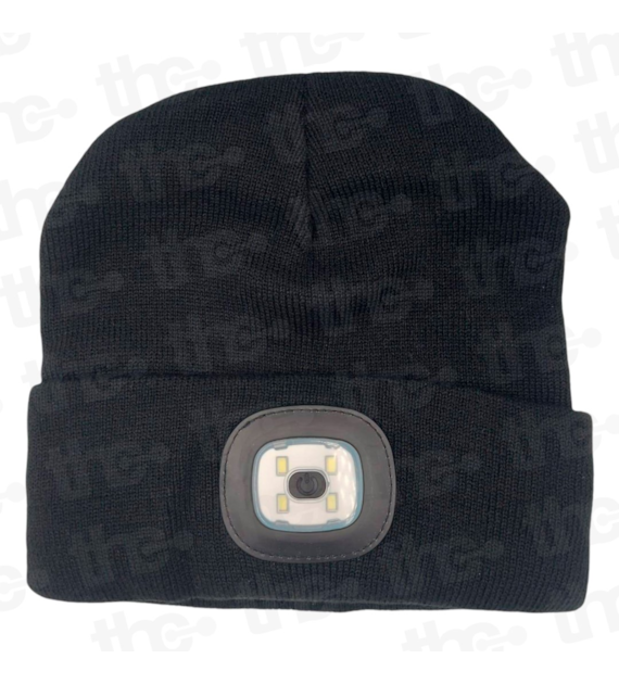 Czapka z latarką czołową led ładowana USB czarna