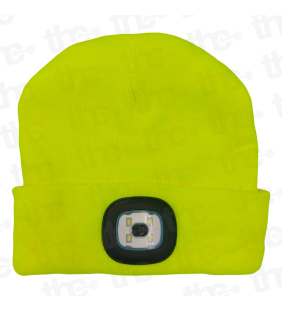 Czapka z latarką czołową led ładowana USB żółta