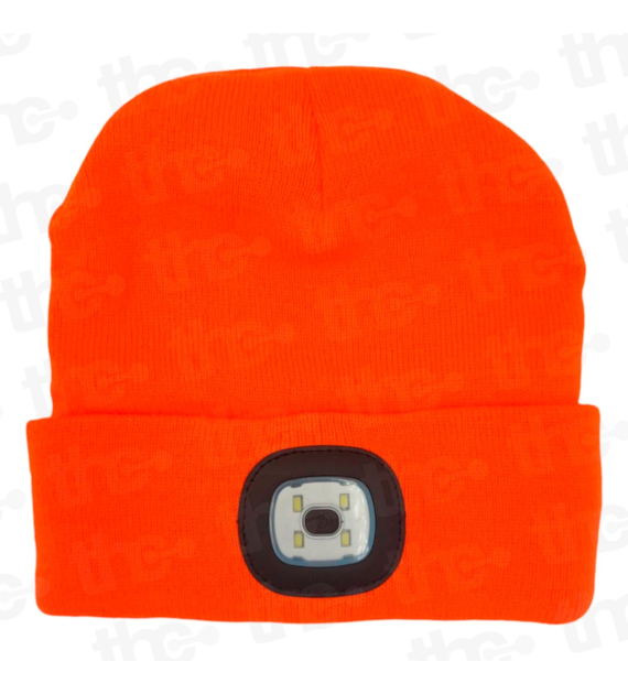 Czapka z latarką czołową led ładowana USB pomarańczowa