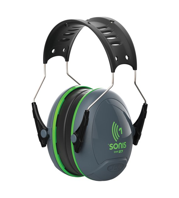 Ochronniki słuchu na pałąku Sonis1 nagłowne  szaro/zielone SNR = 27 dB - JSP