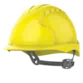 Kask ochronny EVO 3 bez wentylacji regulacja paskiem przesuwnym żółty - JSP
