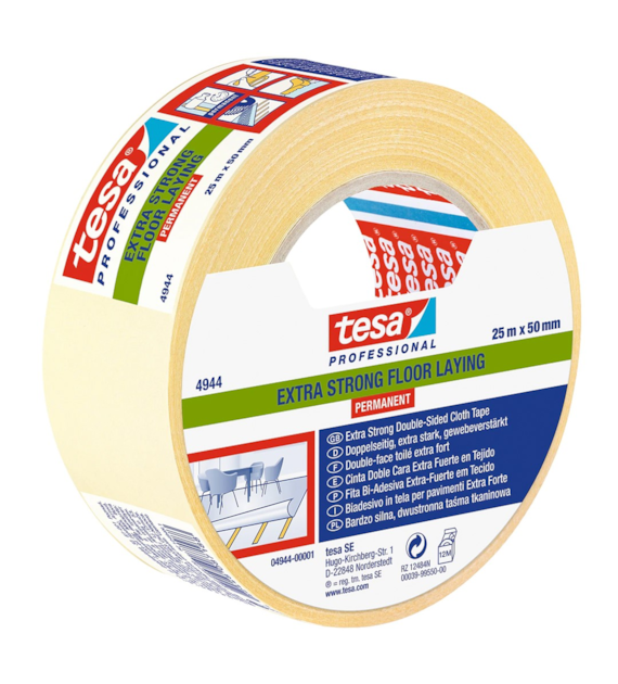 Dwustronna taśma tkaninowa  do wykładzin 50mm x 25m super mocna - Tesa