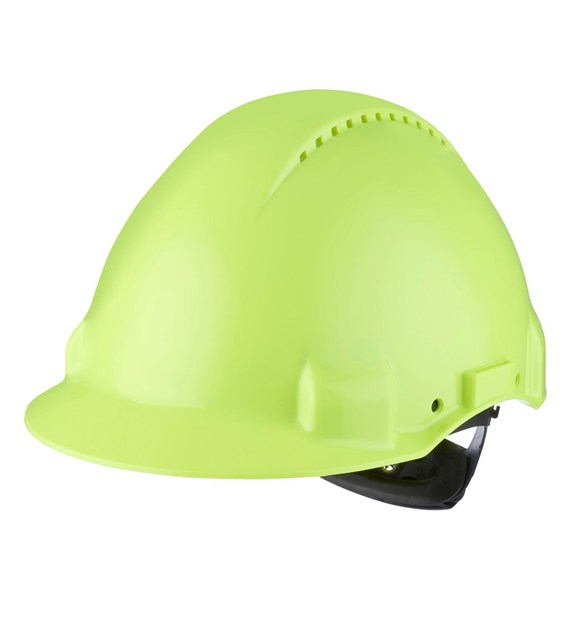 Kask ochronny G3000 wskaźnik Uvicator regulacja śrubowa wentylowany opaska przeciwpotna z tworzywa sztucznego o zwiększonej widzialności G3000NUV-GB - 3M