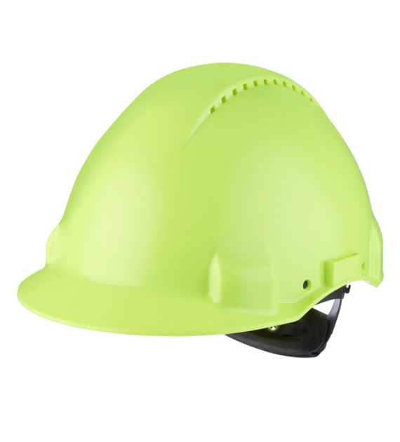 Kask ochronny G3000 wskaźnik Uvicator regulacja śrubowa wentylowany opaska przeciwpotna z tworzywa sztucznego o zwiększonej widzialności G3000NUV-GB - 3M