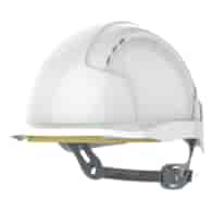 Kask ochronny EVOLite wentylowany regulacja paskiem przesuwnym mikro daszek biały - JSP