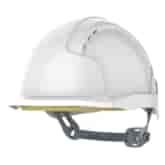 Kask ochronny EVOLite wentylowany regulacja paskiem przesuwnym mikro daszek biały - JSP