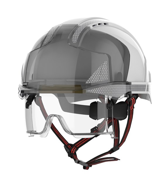 Kask ochronny EVOVISTA lens Dualswitch ze srebrnym odblaskami CR2 wentylowany regulacja śrubowa - JSP