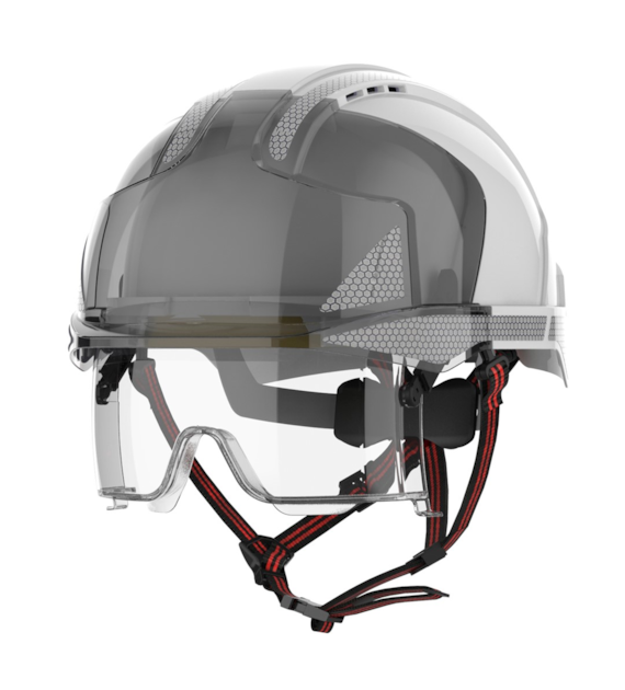 Kask ochronny EVOVISTA lens Dualswitch ze srebrnym odblaskami CR2 wentylowany regulacja śrubowa - JSP