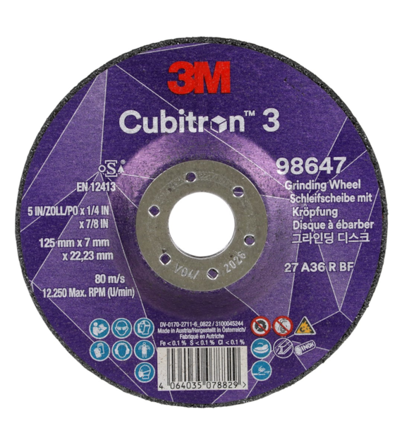 Tarcza do szlifowania Cubitron 3 98647 T27 125mm x 7mm x 22,23mm - 3M