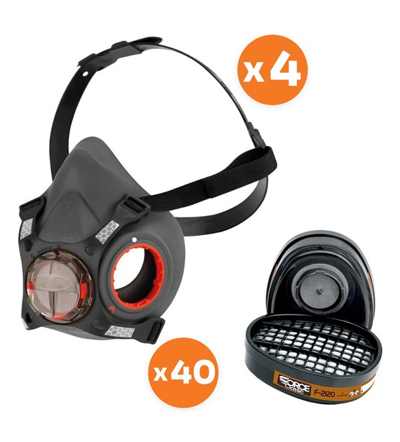 Zestaw dla malarza/lakiernika półmaska Force8 M (4szt) + pochłaniacz A2 (40szt) - JSP
