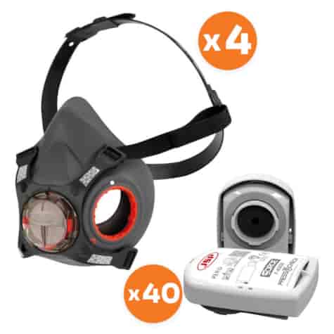 Zestaw dla spawacza półmaska Force8 M (4szt) + filtr P3 w obudowie (40szt) - JSP