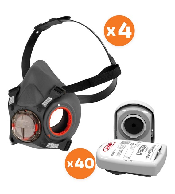 Zestaw dla spawacza półmaska Force8 M (4szt) + filtr P3 w obudowie (40szt) - JSP