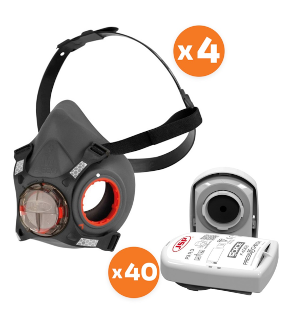 Zestaw dla spawacza półmaska Force8 M (4szt) + filtr P3 w obudowie (40szt) - JSP
