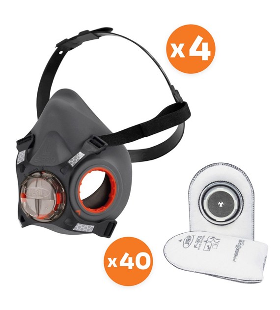 Zestaw dla spawacza (ozon i zapachy) półmaska Force8 L(4szt) + filtr P3 z węglem (40szt) - JSP