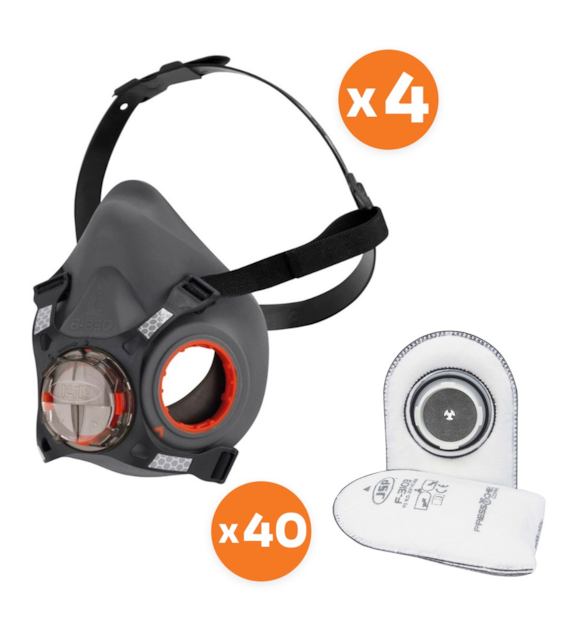 Zestaw dla spawacza (ozon i zapachy) półmaska Force8 L(4szt) + filtr P3 z węglem (40szt) - JSP