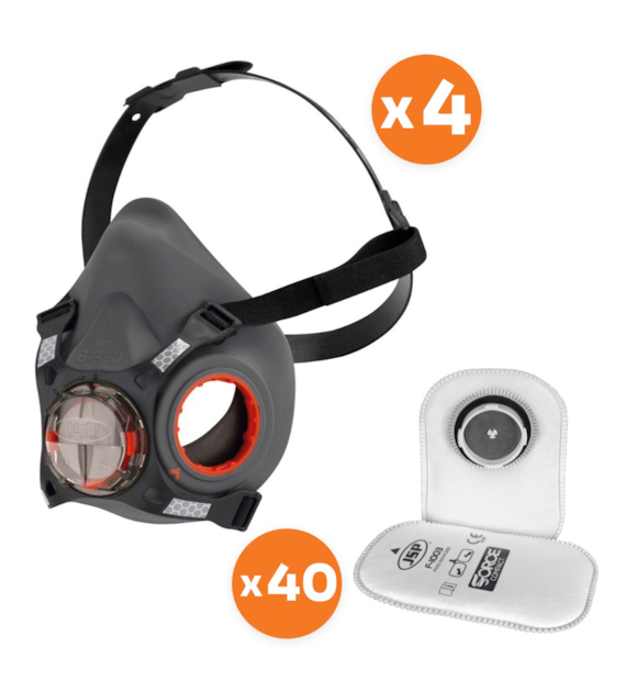 Zestaw dla spawacza/szlifierza półmaska Force8 L (4szt) + filtr P3 (40szt) - JSP