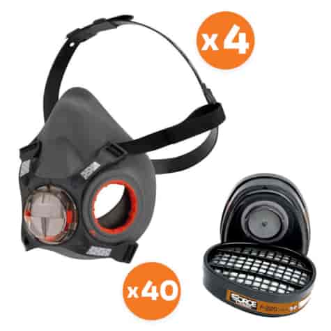 Zestaw dla malarza/lakiernika półmaska Force8 L (4szt) + pochłaniacz A2 (40szt) - JSP