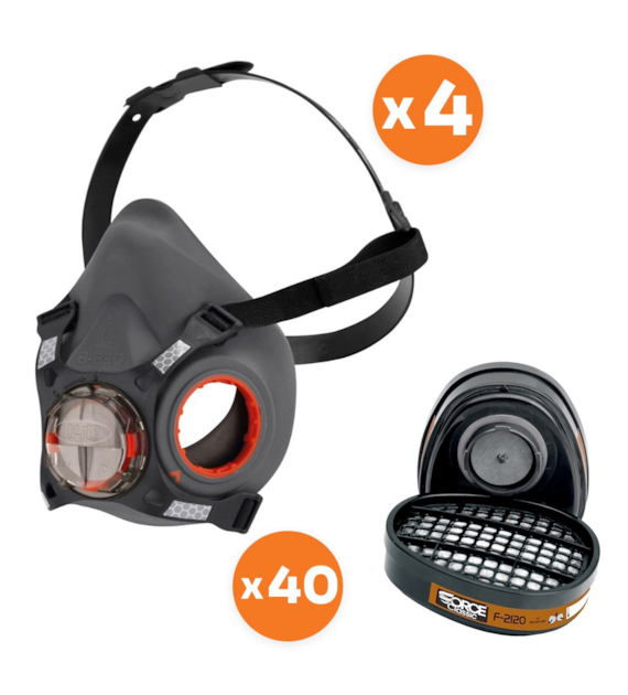 Zestaw dla malarza/lakiernika półmaska Force8 L (4szt) + pochłaniacz A2 (40szt) - JSP