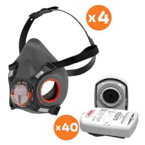 Zestaw dla spawacza półmaska Force8 L (4szt) + filtr P3 w obudowie (40szt) - JSP