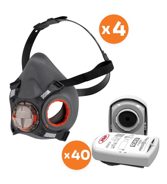 Zestaw dla spawacza półmaska Force8 L (4szt) + filtr P3 w obudowie (40szt) - JSP