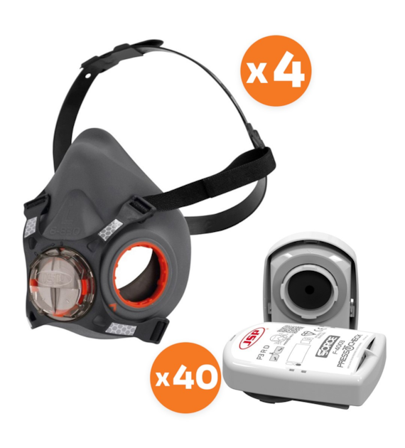 Zestaw dla spawacza półmaska Force8 L (4szt) + filtr P3 w obudowie (40szt) - JSP