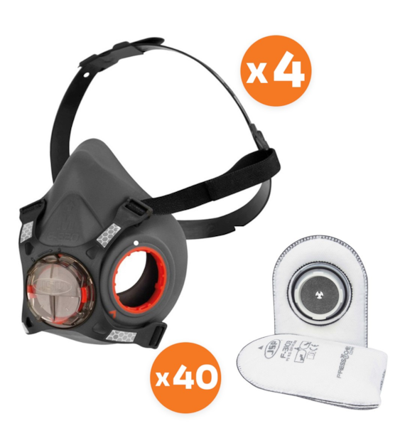 Zestaw dla spawacza (ozon i zapachy) półmaska Force8 M(4szt) + filtr P3 z węglem (40szt) - JSP