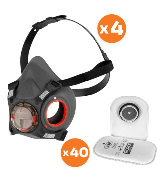 Zestaw dla spawacza/szlifierza półmaska Force8 M (4szt) + filtr P3 (40szt) - JSP
