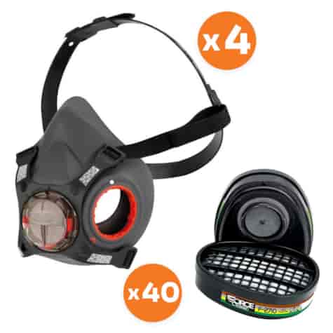 Zestaw wielogazowy półmaska Force8 M (4szt) + pochłaniacz ABEK1 (40szt) - JSP
