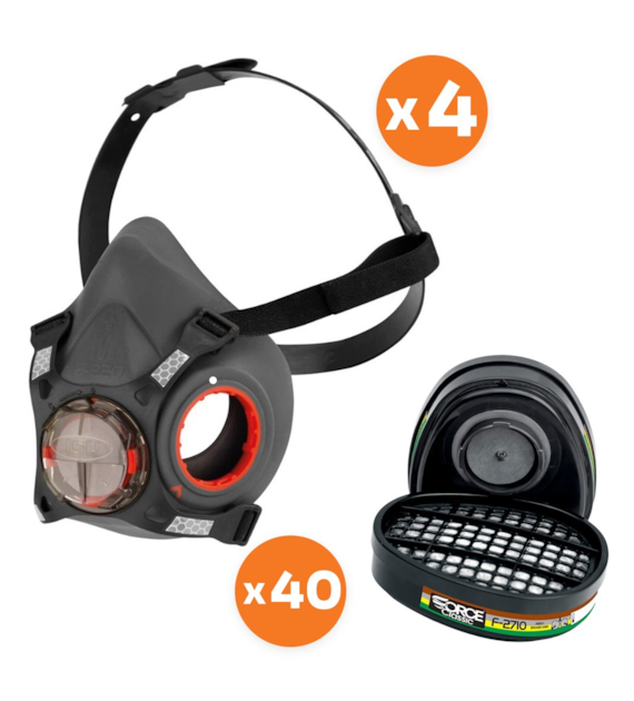 Zestaw wielogazowy półmaska Force8 M (4szt) + pochłaniacz ABEK1 (40szt) - JSP