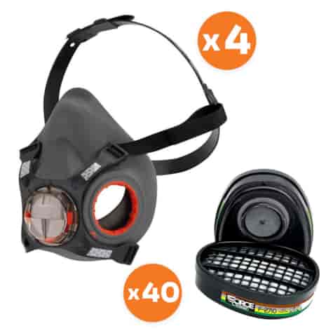 Zestaw wielogazowy półmaska Force8 L (4szt) + pochłaniacz ABEK1 (40szt) - JSP
