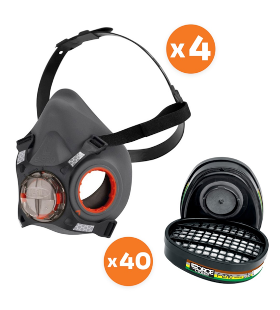 Zestaw wielogazowy półmaska Force8 L (4szt) + pochłaniacz ABEK1 (40szt) - JSP