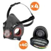 Zestaw wielogazowy półmaska Force8 L (4szt) + pochłaniacz ABEK1 (40szt) - JSP