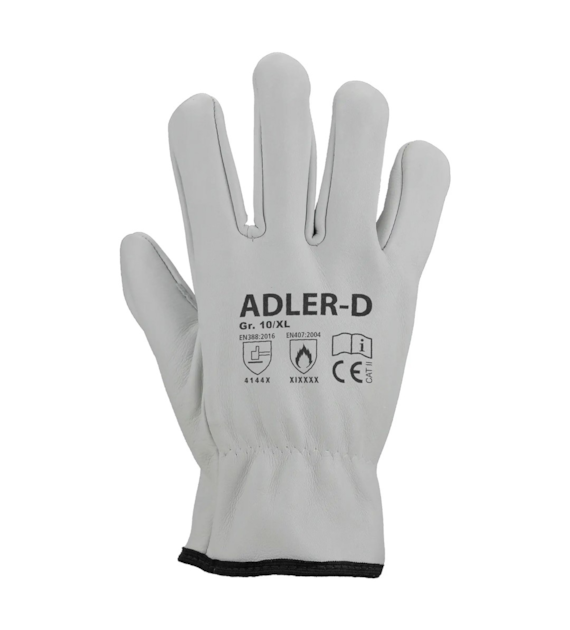 Rękawice z pełnoziarnistej skóry bydlęcej ADLER-D rozmiar 10/XL - Asatex