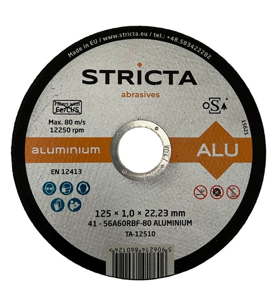 Tarcza do cięcia aluminium 125 x 1,0 x 22mm 56A60RBF Alu Standard - Stricta