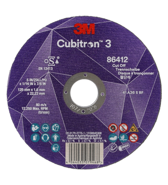 Tarcza do cięcia Cubitron 3 86412 T41 36+ 125mm x 1,6mm x 22,23mm - 3M