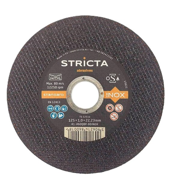 Tarcza do cięcia metalu i stali nierdzewnej 125 x 1,0 x 22,23mm A60QBF Inox Standard - Stricta