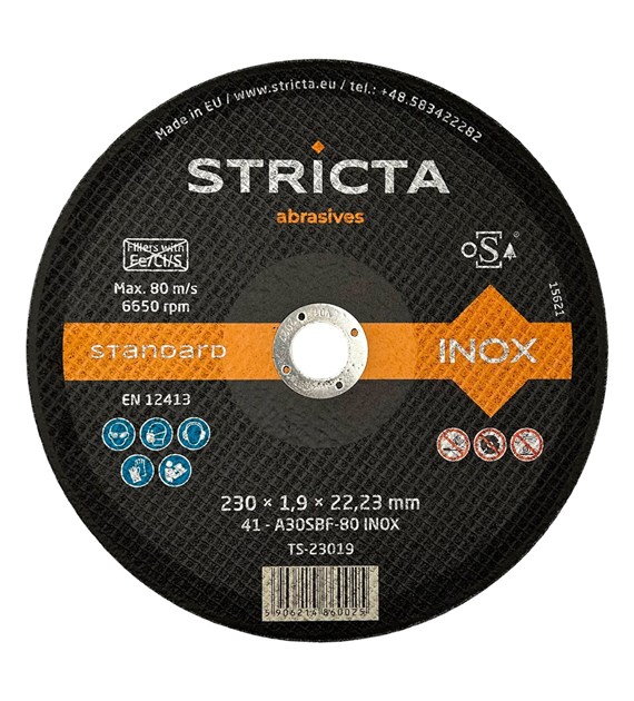 Tarcza do cięcia metalu i stali nierdzewnej 230 x 1,9 x 22,23mm 41-A30SBF Inox Standard - Stricta