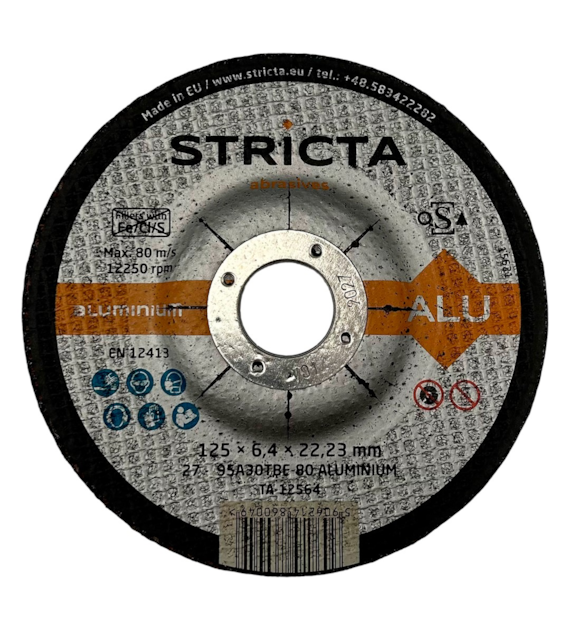 Tarcza do szlifowania aluminium 125 x 6,4 x 22,23mm 95A30TBF Alu Standard - Stricta