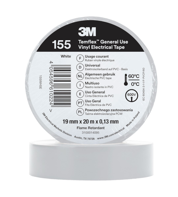 Winylowa taśma elektroizolacyjna Temflex 155 19mm x 20m biała - 3M
