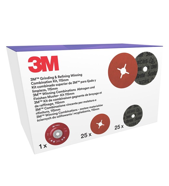 Zestaw do szlifowania i wykańczania 125mm zawiera dysk fibrowy 787C P120 + PN-DH X CRS + płaska podkładka - 3M