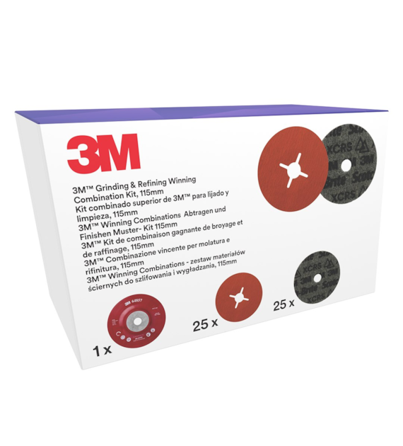 Zestaw do szlifowania i wykańczania 125mm zawiera dysk fibrowy 787C P120 + PN-DH X CRS + płaska podkładka - 3M