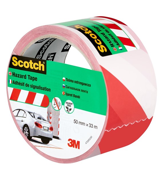 Ekonomiczna taśma do oznakowania powierzchni Scotch 4705 biało-czerwona 50 mm x 33 m - 3M