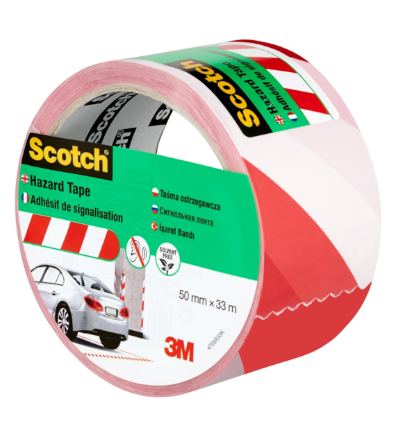 Ekonomiczna taśma do oznakowania powierzchni Scotch 4705 biało-czerwona 50 mm x 33 m - 3M