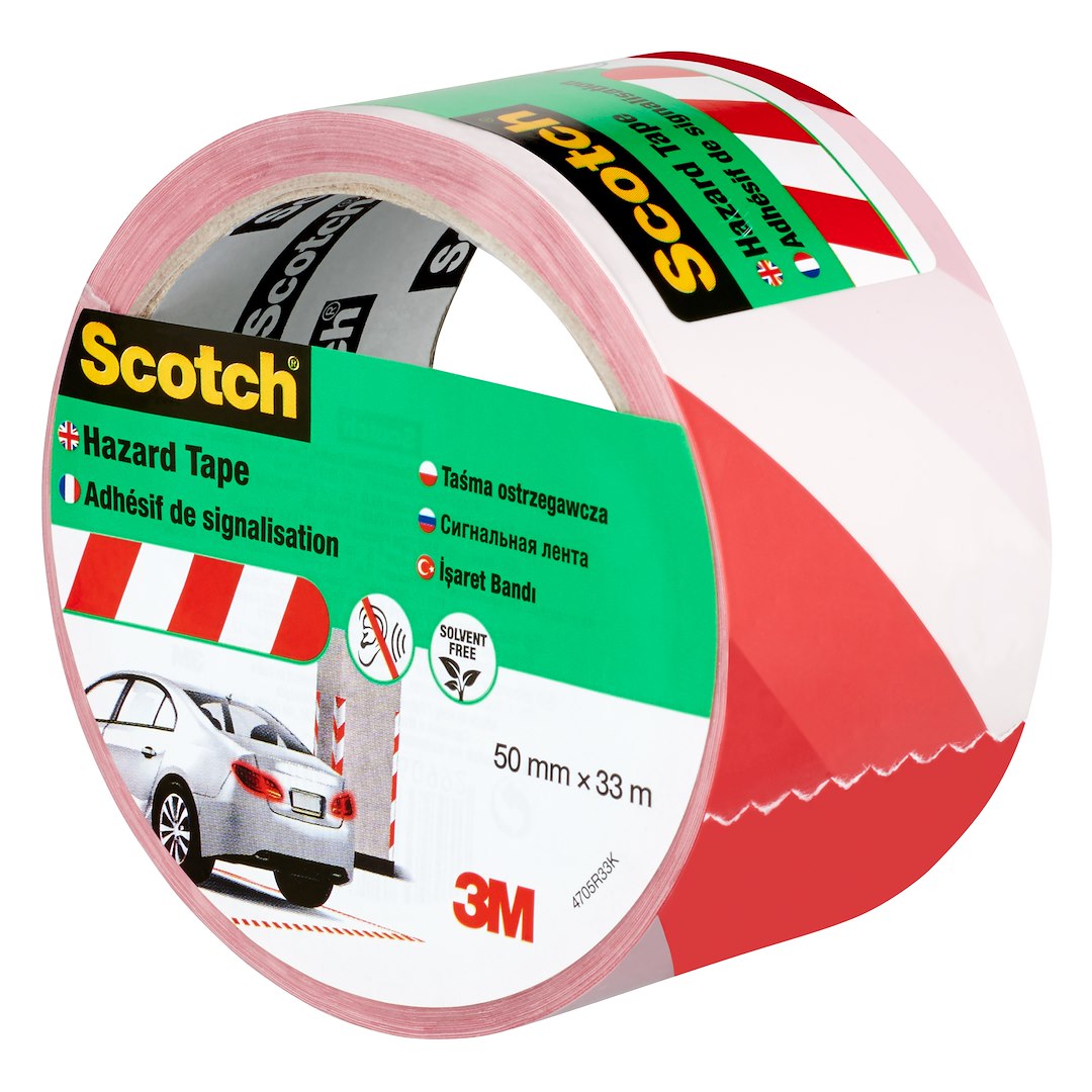 Ekonomiczna taśma do oznakowania powierzchni Scotch 4705 biało-czerwona 50 mm x 33 m - 3M