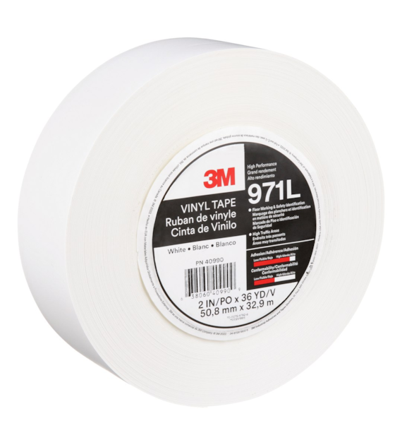 Wytrzymała taśma do wyznaczania ciągów komunikacyjnych 971L biała 50.8 mm x 33 m 0.43 mm - 3M