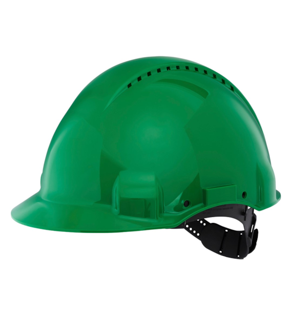 Kask ochronny G3000 wskaźnik Uvicator Pinlock wentylowany opaska przeciwpotna z tworzywa sztucznego zielony G3000CUV-GP - 3M