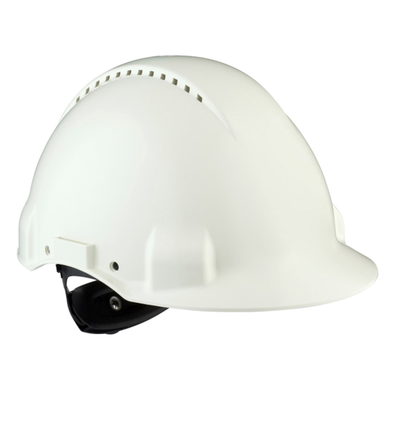 Kask ochronny G3000 wskaźnik Uvicator regulacja śrubowa wentylowany opaska przeciwpotna z tworzywa sztucznego biały G3000NUV-VI - 3M