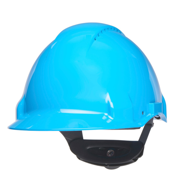 Kask ochronny G3000 wskaźnik Uvicator regulacja śrubowa wentylowany opaska przeciwpotna z tworzywa sztucznego niebieski G3000NUV-BB - 3M