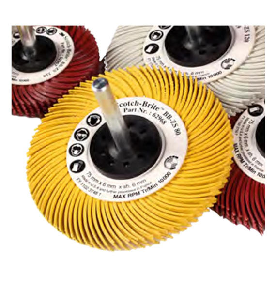 Szczotka na trzpieniu Scotch-Brite Bristle BB-ZS 76mm P80 żółta typ C - 3M